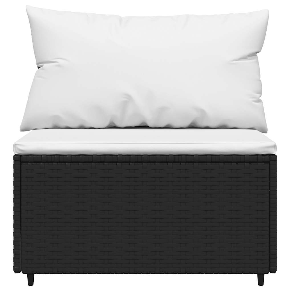 midtermodul til havesofa med hynder polyrattan sort