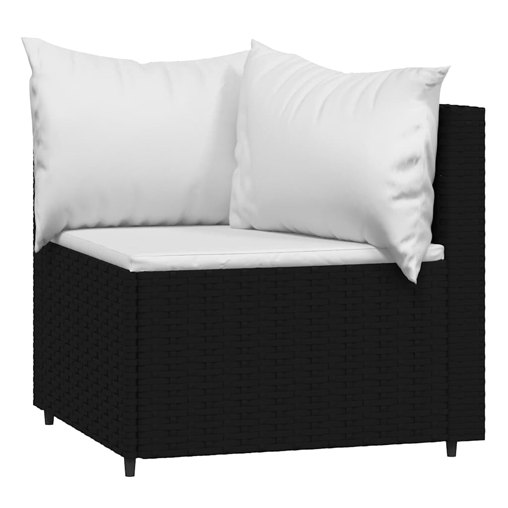 hjørnemoduler til havesofa 2 stk. med hynder polyrattan sort