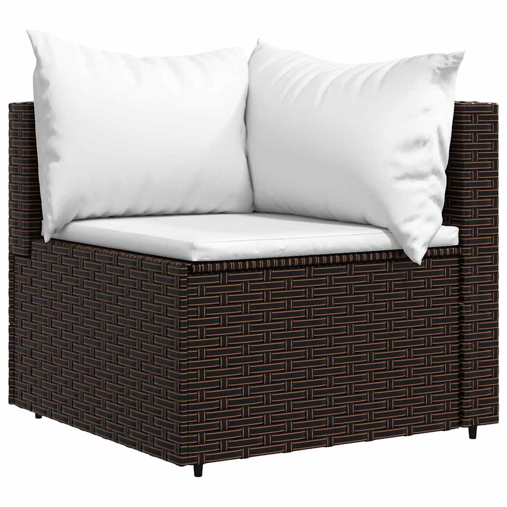 loungesæt til haven 4 dele med hynder polyrattan brun