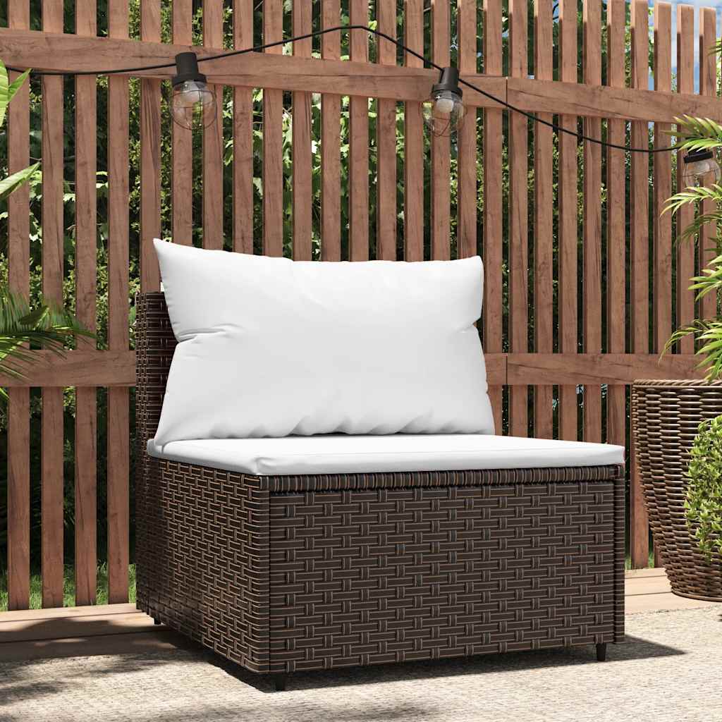 midtermodul til havesofa med hynde polyrattan brun billede