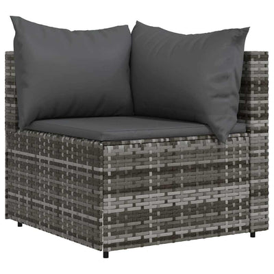 hjørnemodul til havesofa med hynder polyrattan grå
