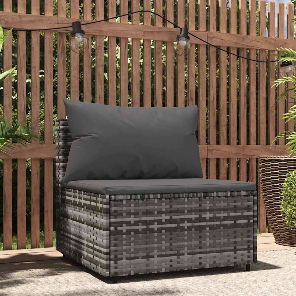midtermodul til havesofa med hynde polyrattan grå billede