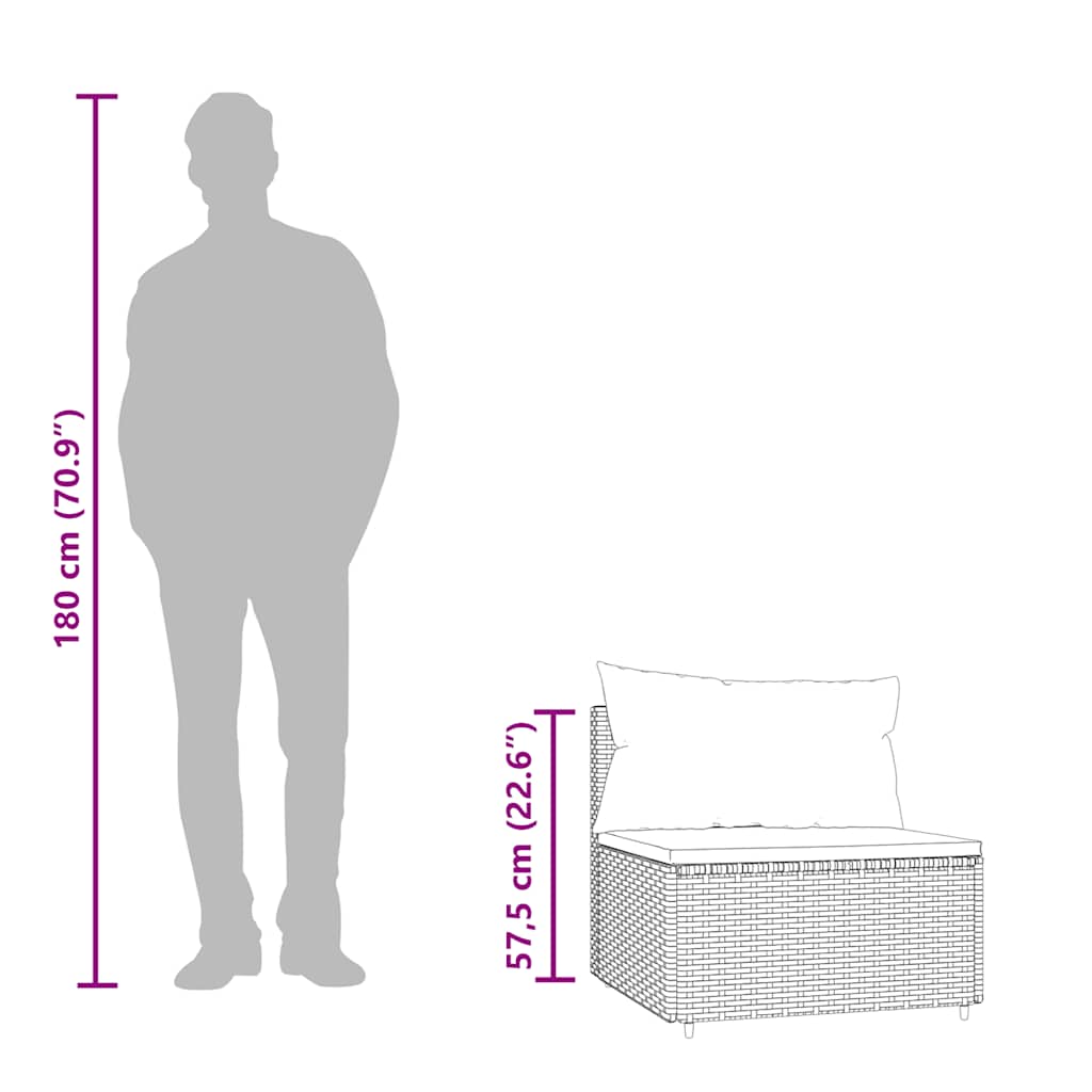 loungesæt til haven 3 dele med hynder polyrattan grå