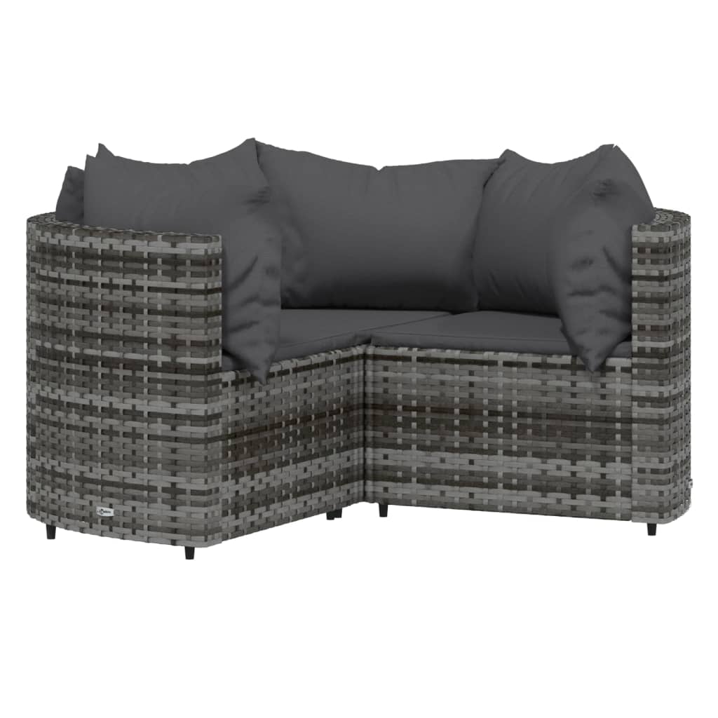 loungesæt til haven 4 dele med hynder polyrattan grå