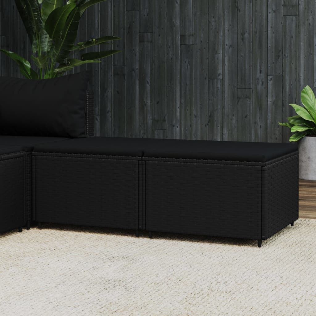 fodskamler til have 2 stk. med hynder polyrattan sort billede