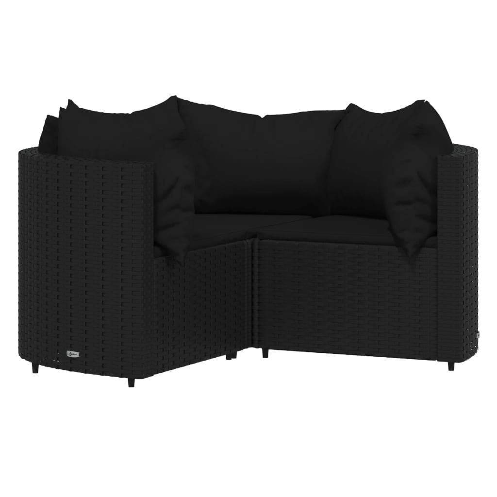 loungesæt til haven 4 dele med hynder polyrattan sort
