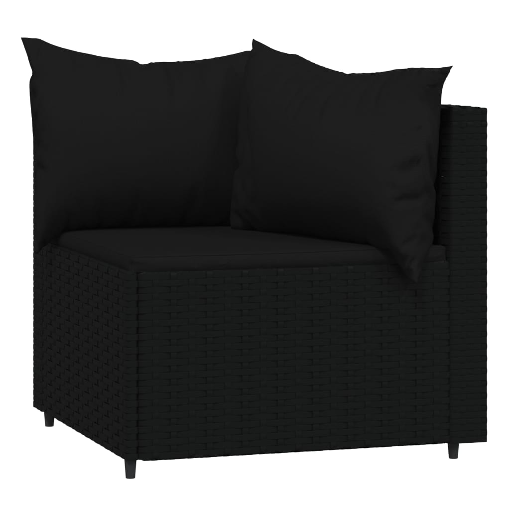 loungesæt til haven 4 dele med hynder polyrattan sort