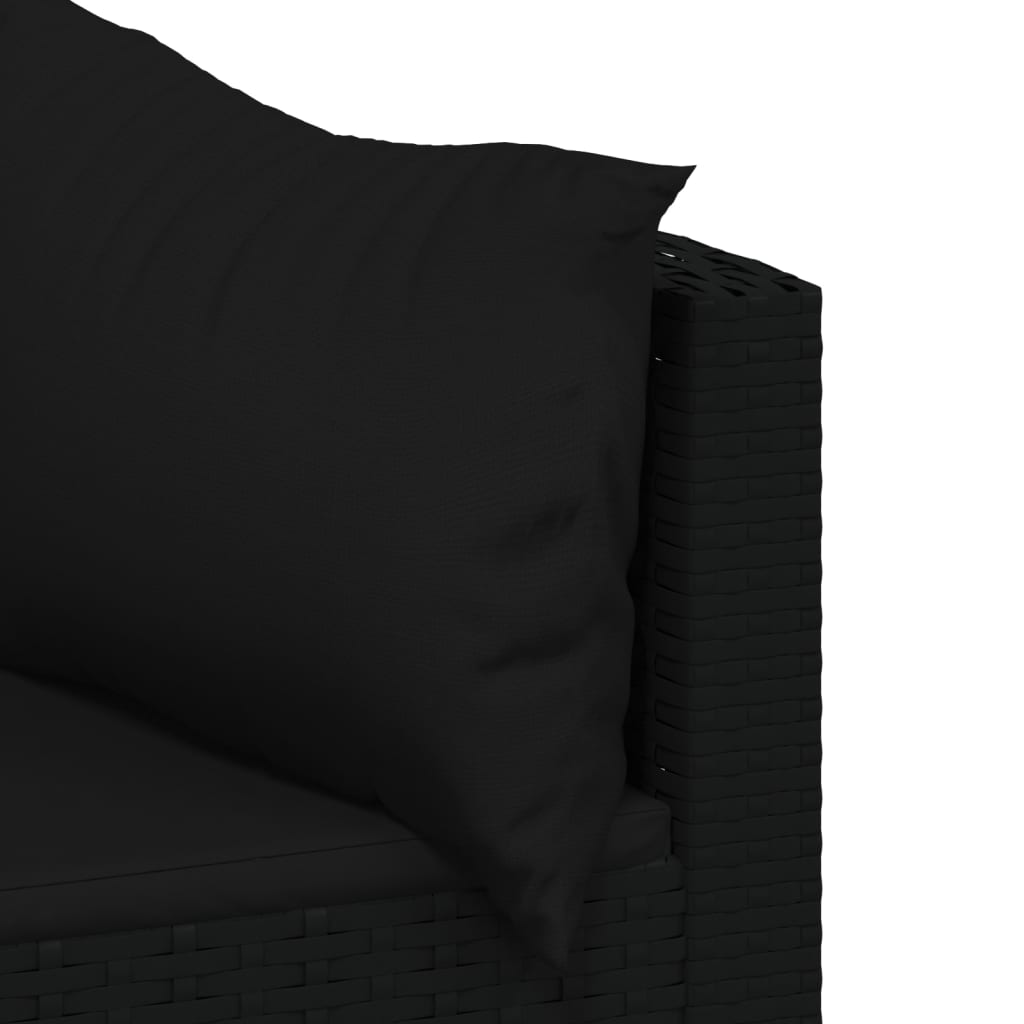 loungesæt til haven 4 dele med hynder polyrattan sort