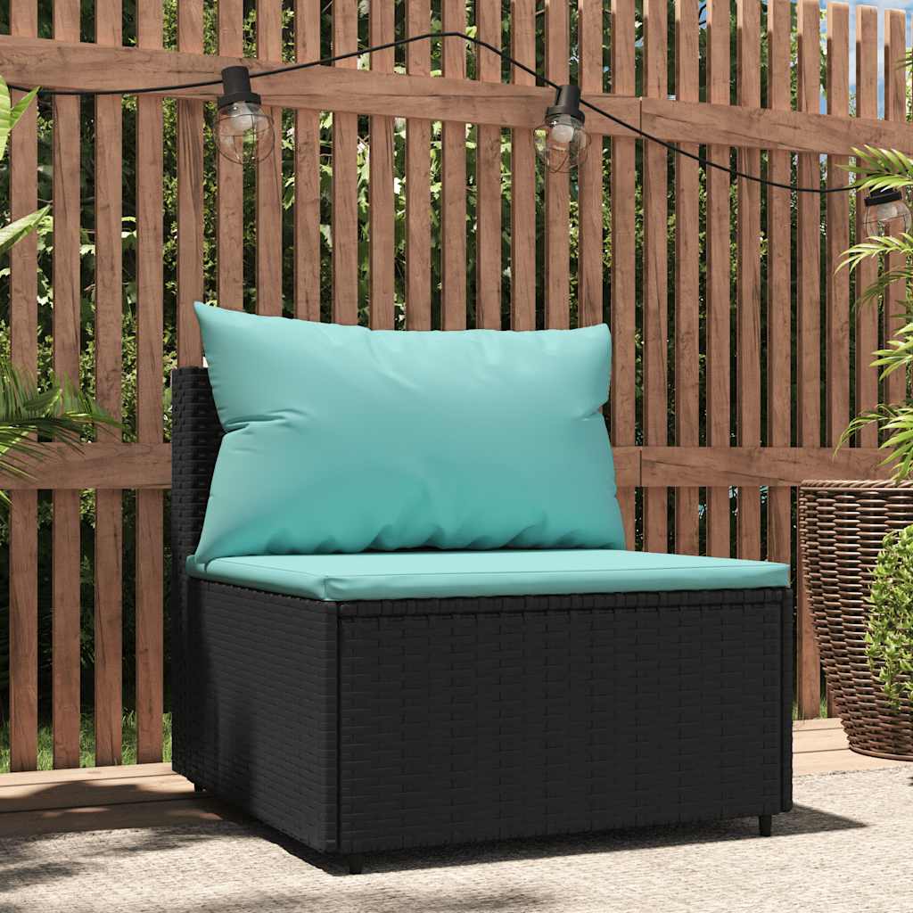 midtermodul til havesofa med hynder polyrattan sort billede