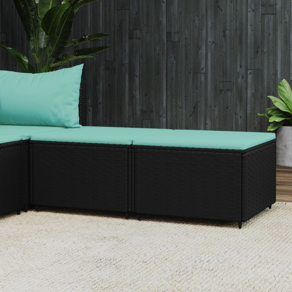 fodskamler til have 2 stk. med hynder polyrattan sort billede