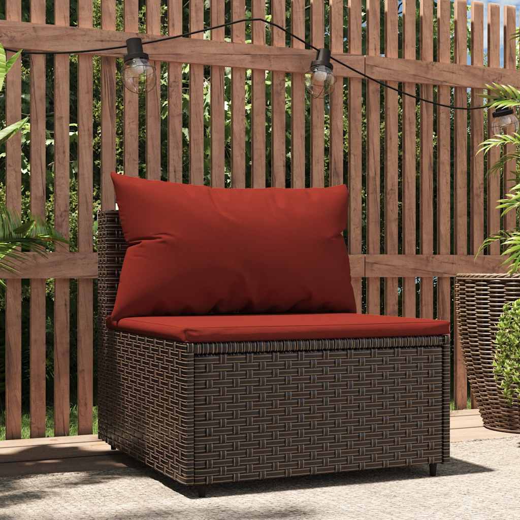 midtermodul til havesofa med hynde polyrattan brun billede