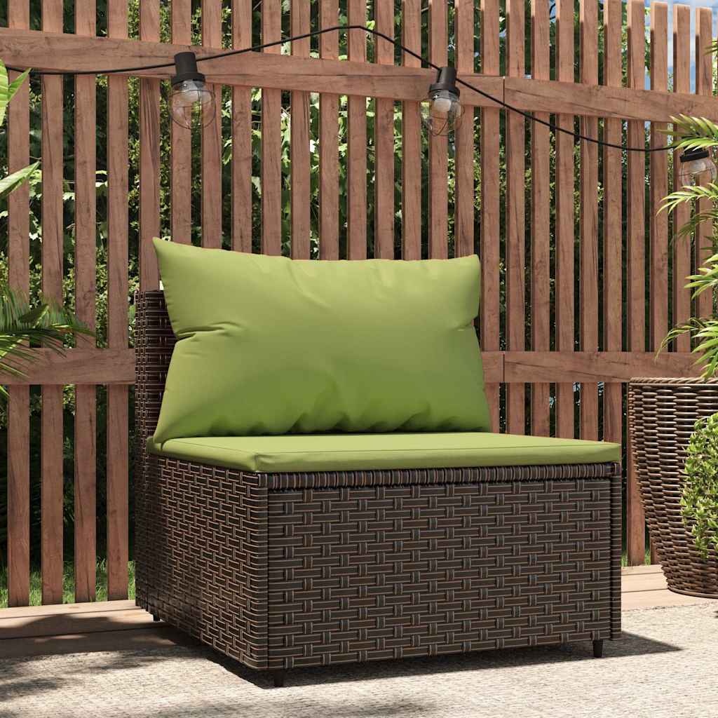 midtermodul til havesofa med hynde polyrattan brun billede