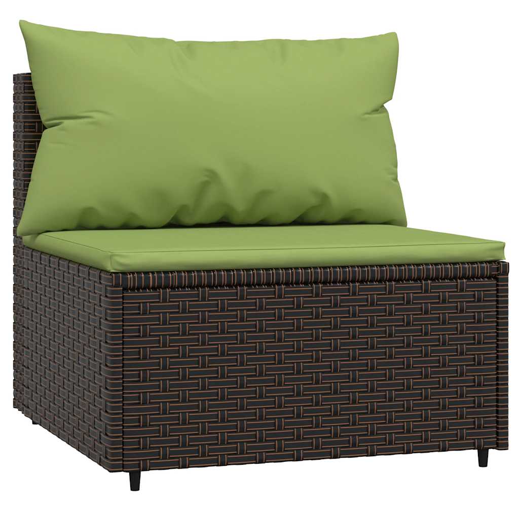 midtermoduler til havesofa 2 stk. med hynder polyrattan brun
