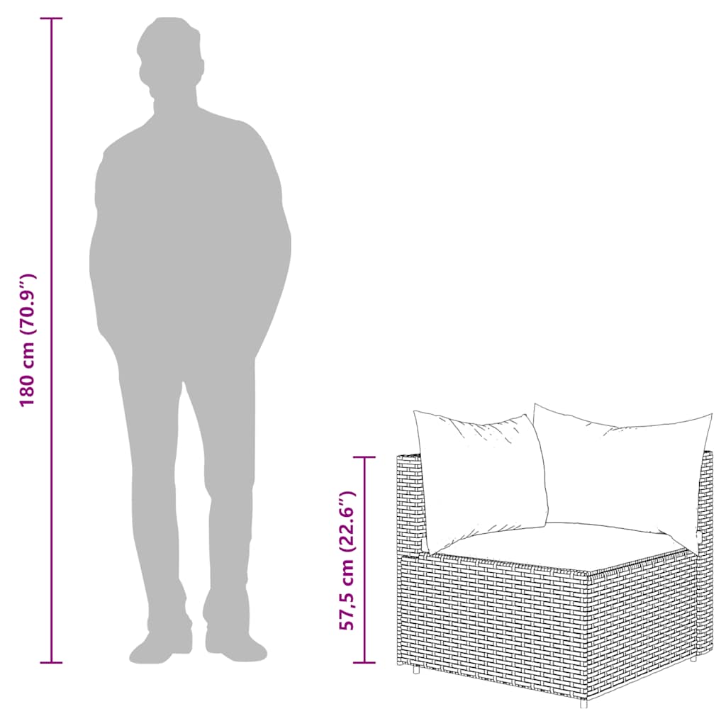 hjørnemodul til havesofa med hynder polyrattan grå
