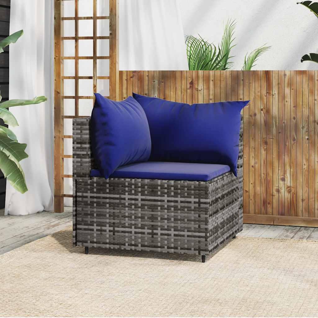 hjørnemodul til havesofa med hynder polyrattan grå billede
