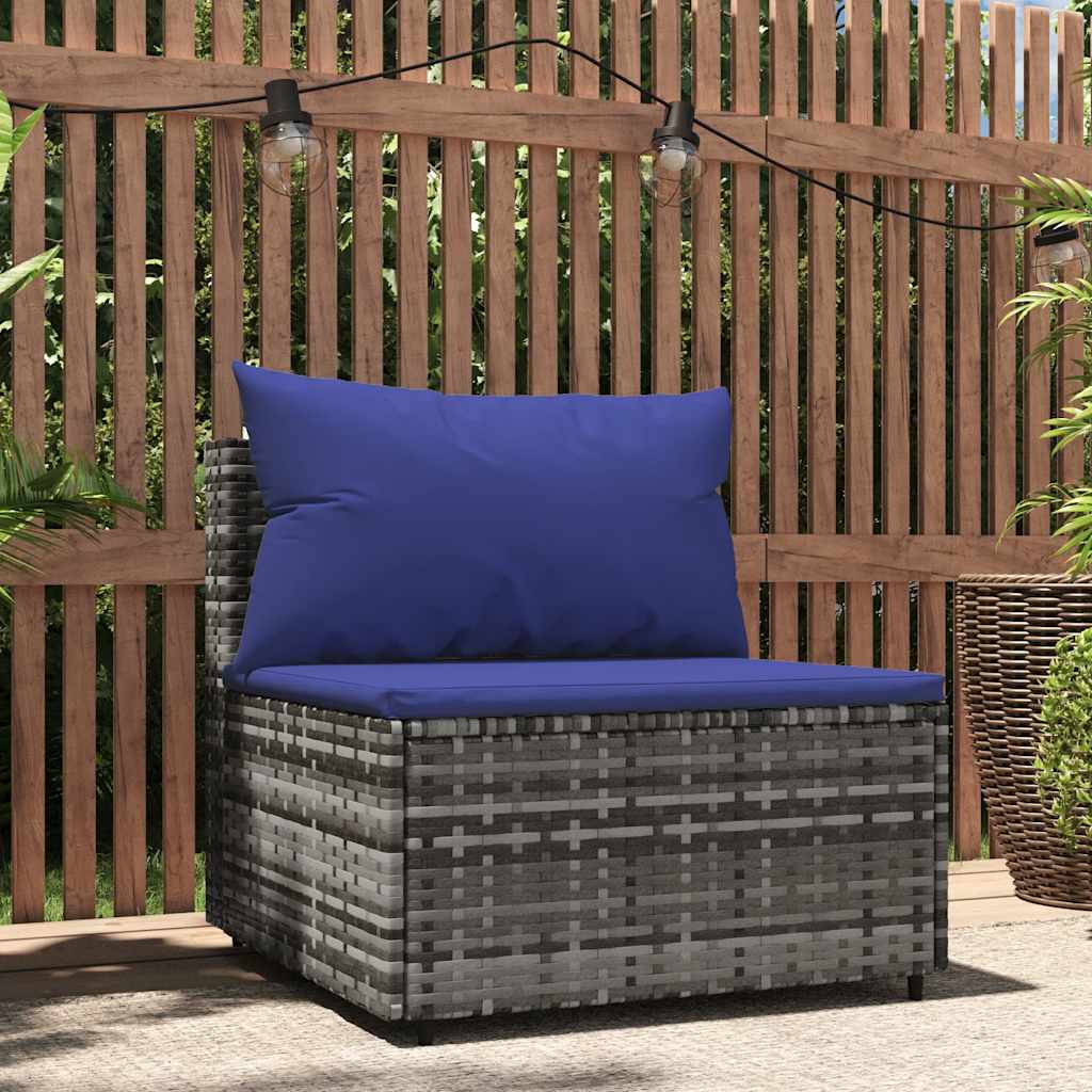 midtermodul til havesofa med hynde polyrattan grå billede