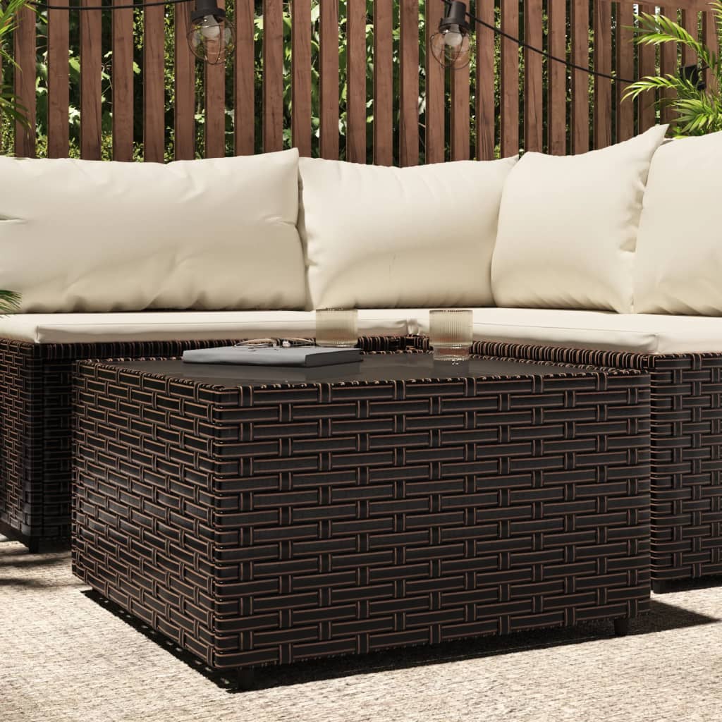 havebord 50x50x30 cm firkantet polyrattan brun billede