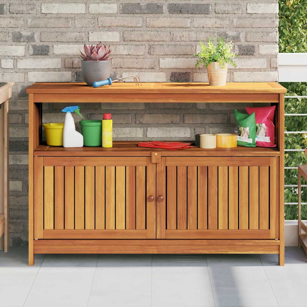 konsolbord til haven 110x35x75 cm massivt akacietræ billede
