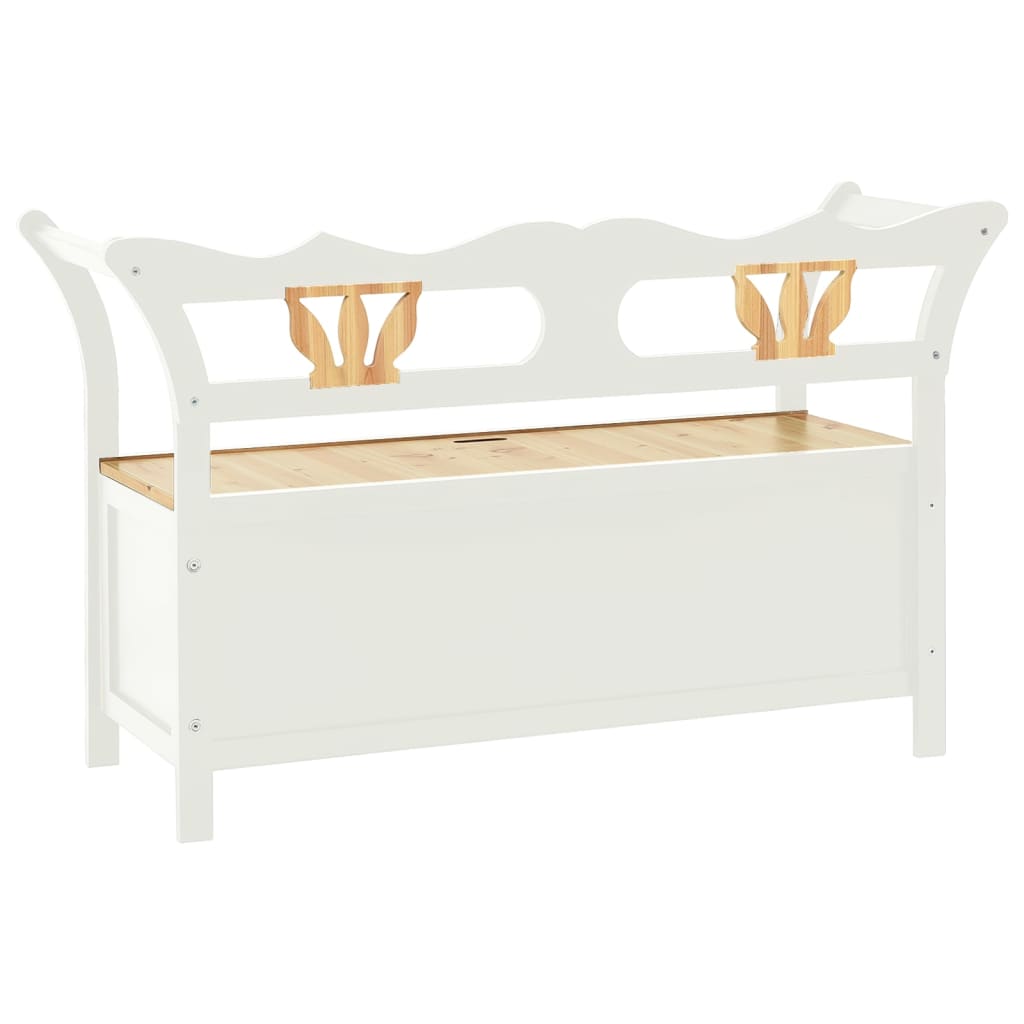 bænk 107x45x75,5 cm massivt fyrretræ hvid