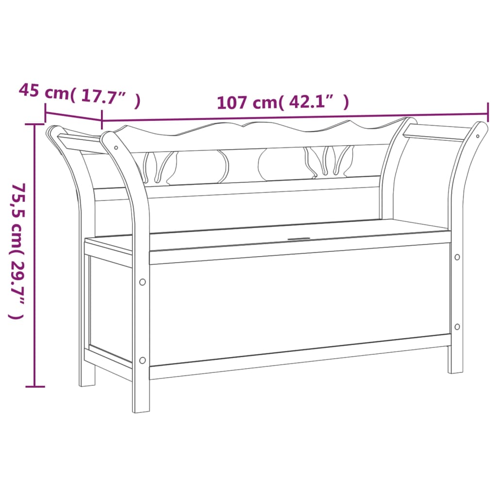 bænk 107x45x75,5 cm massivt fyrretræ sort