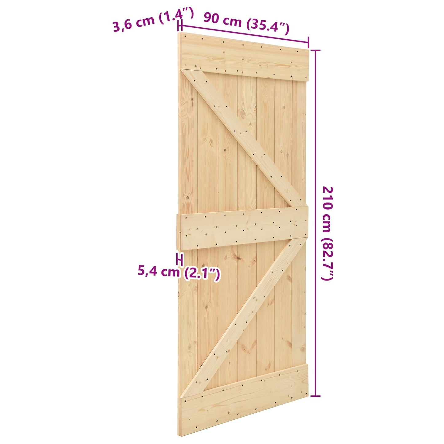 Dør NARVIK 90 x 210 cm Massivt Fyrretræ (Ubehandlet)