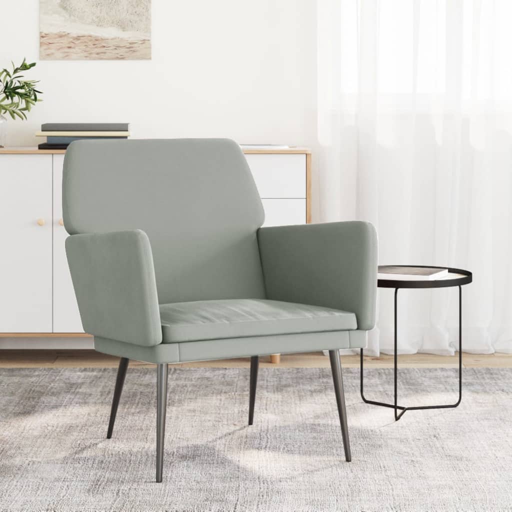 lænestol 62x79x79 cm velour lysegrå