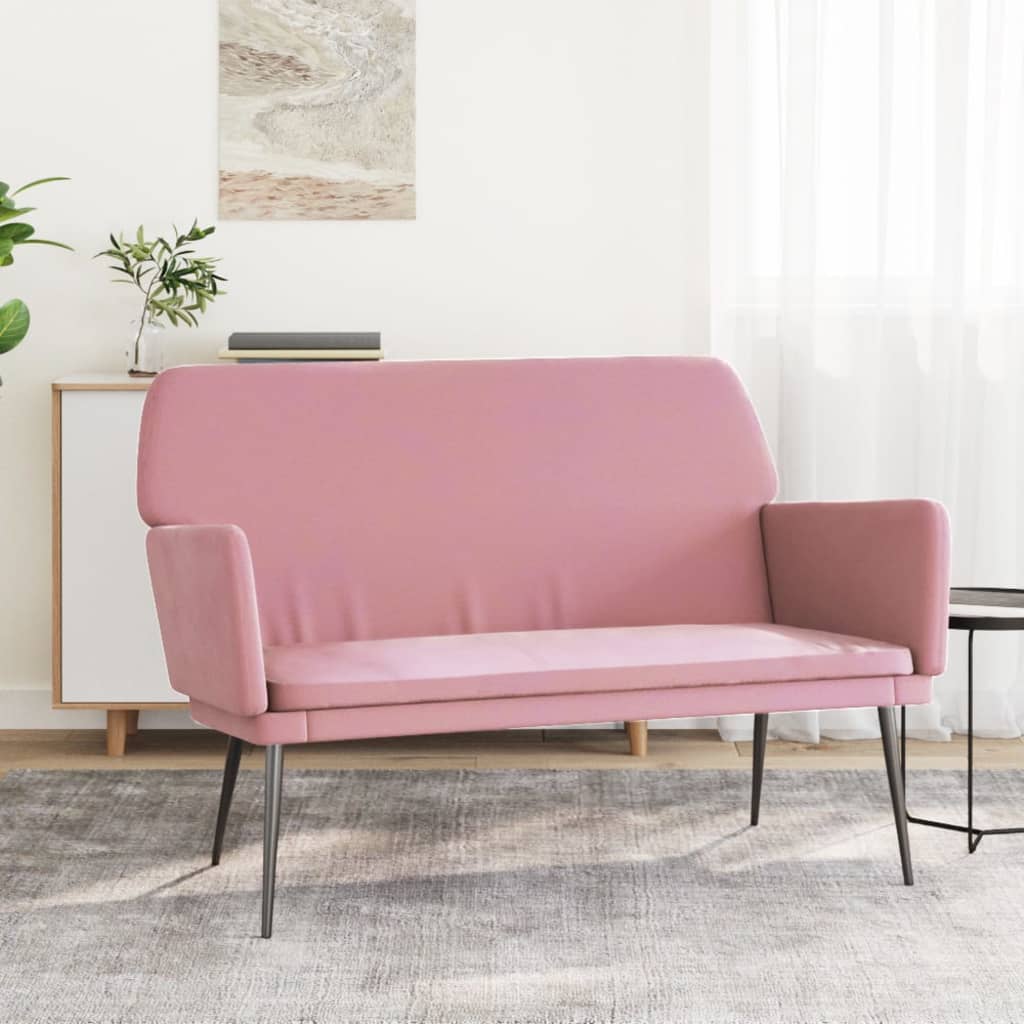 bænk 108x79x79 cm velour lyserød