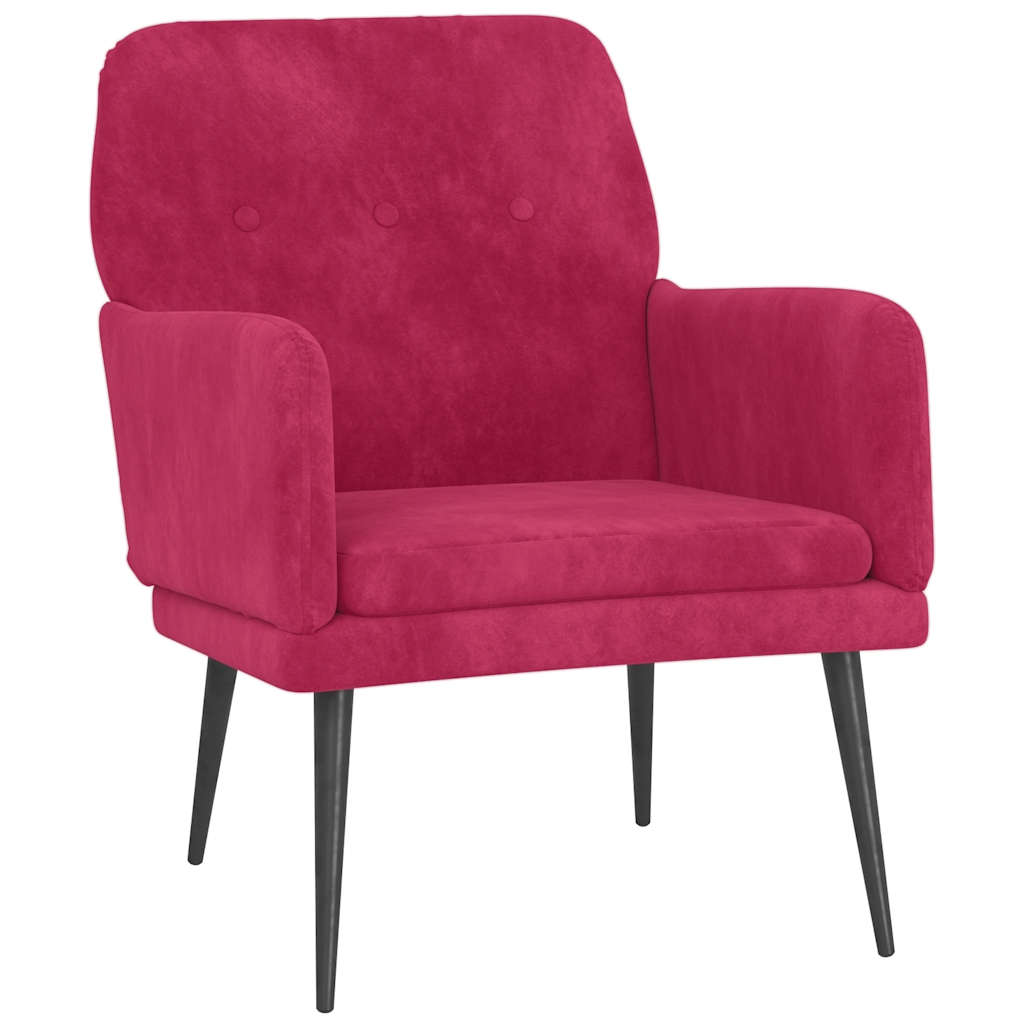 lænestol 62x79x79 cm velour vinrød