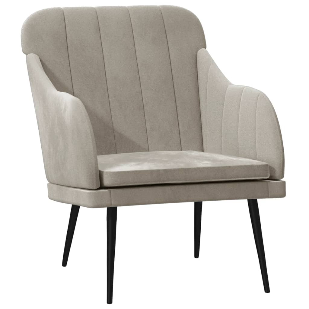 lænestol 63x76x80 cm velour lysegrå