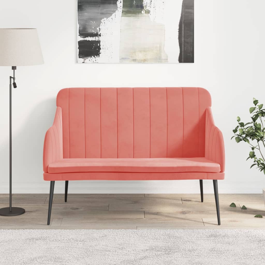 bænk 110x76x80 cm velour Lyserød