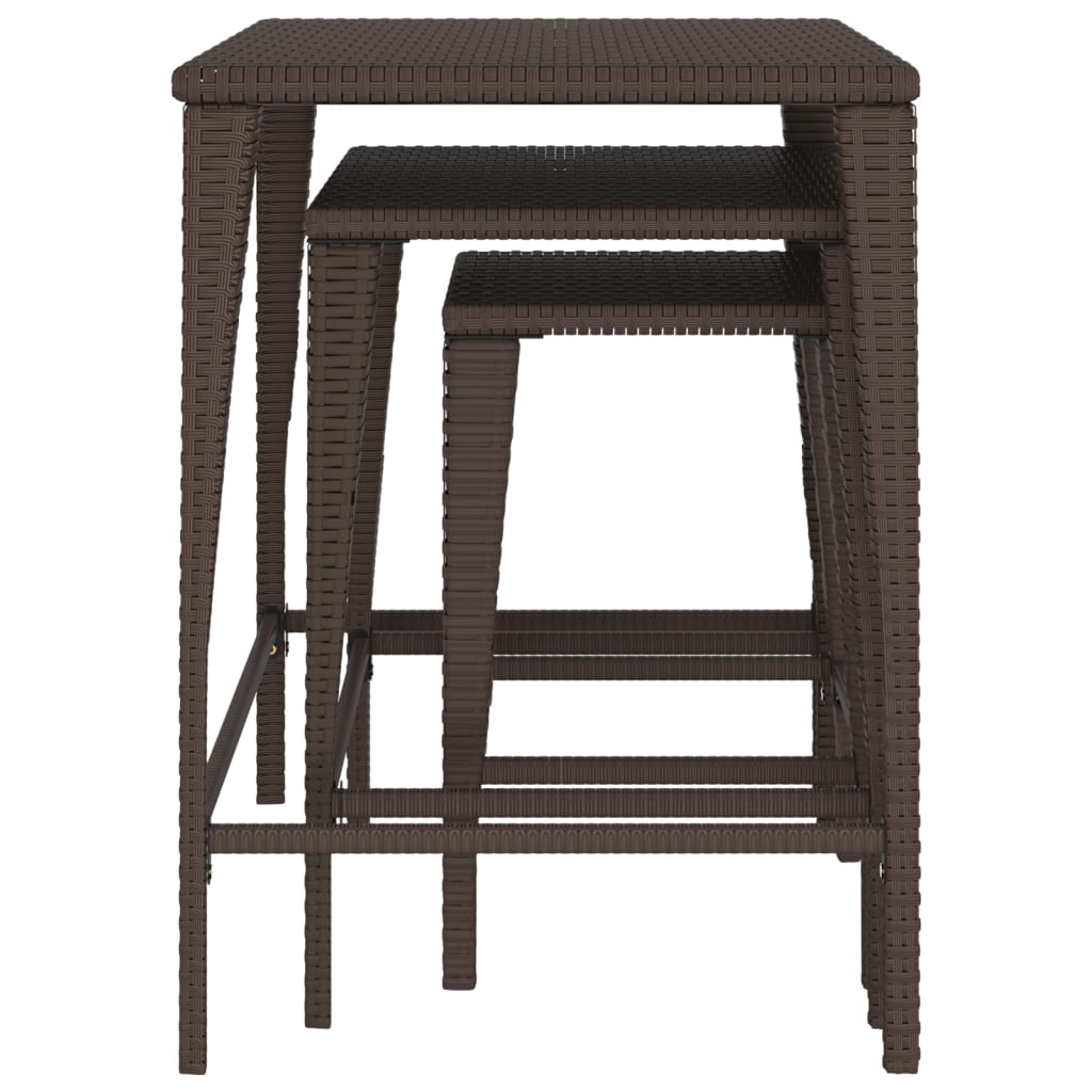 indskudsborde 3 stk. polyrattan brun