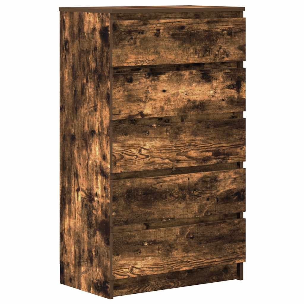 kommode 60x36x103 cm konstrueret træ røget egetræsfarve