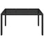 havebord med glastop 150x90x75 cm polyrattan sort