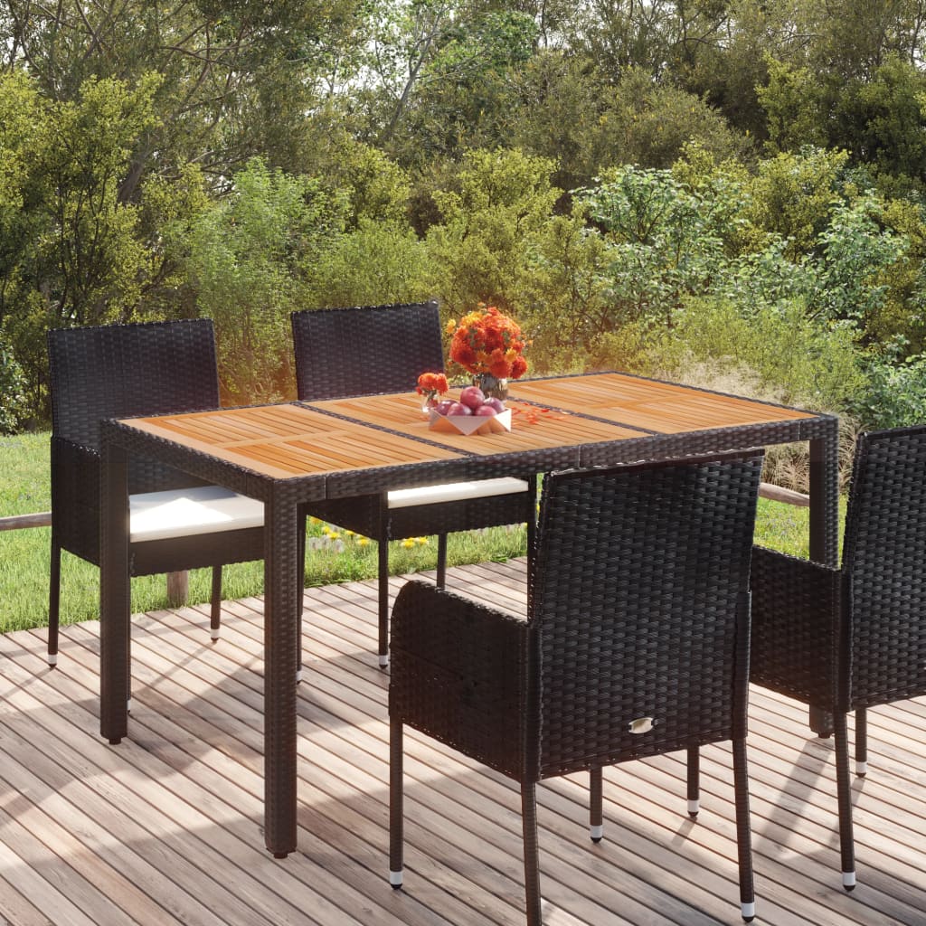 havebord med træplade 150x90x75 cm polyrattan billede