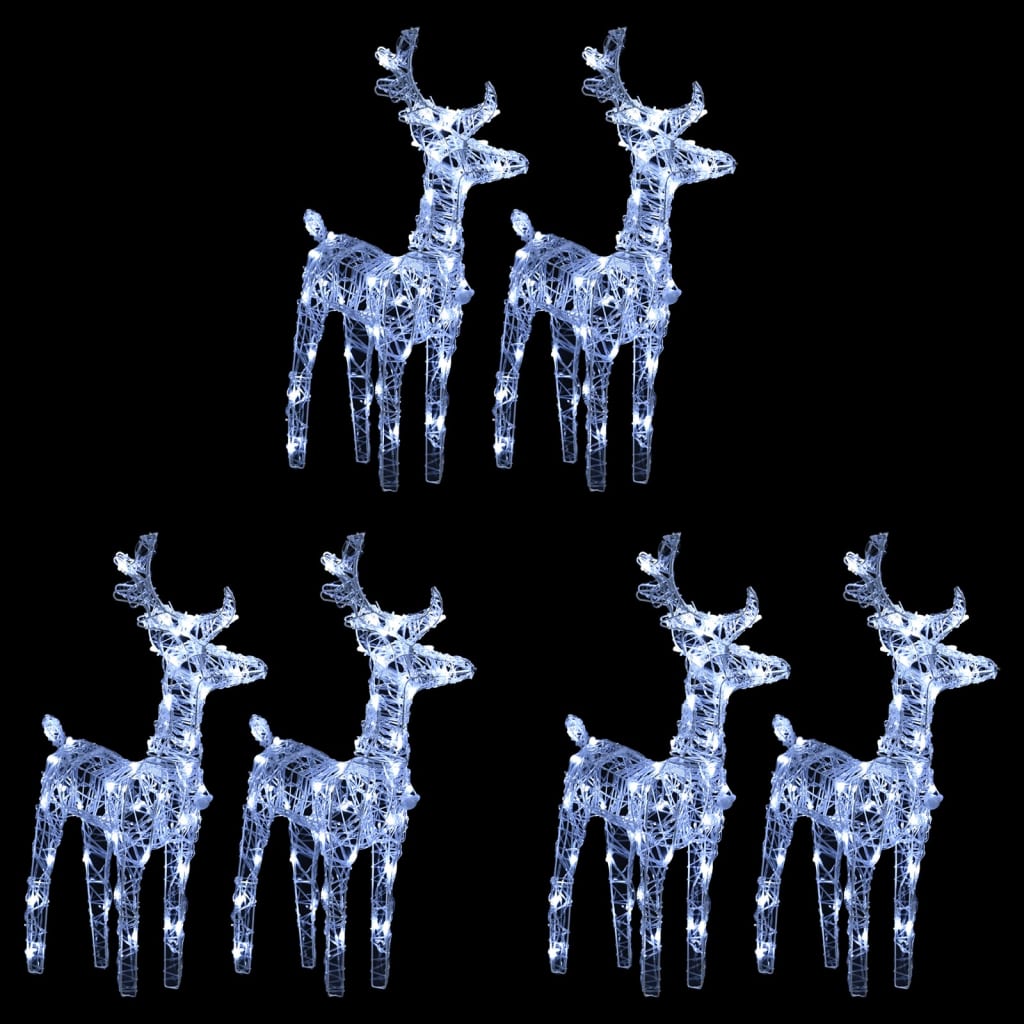 julerensdyr 6 stk. 240 LED'er akryl koldt hvidt lys