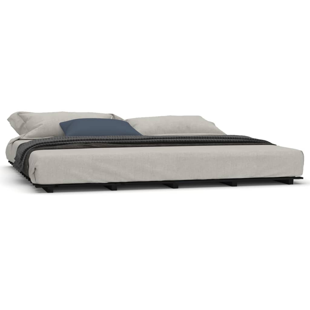 sengeramme 200x200 cm massivt fyrretræ sort