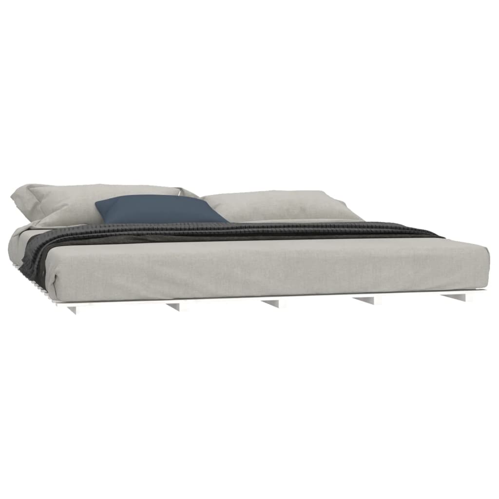 sengeramme 160x200 cm massivt fyrretræ hvid