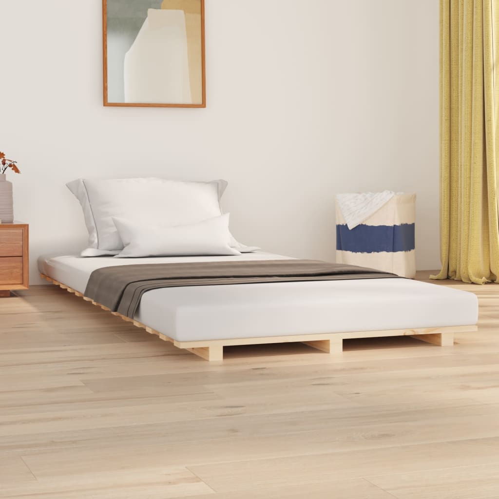 sengestel 90x190 cm massivt fyrretræ grå