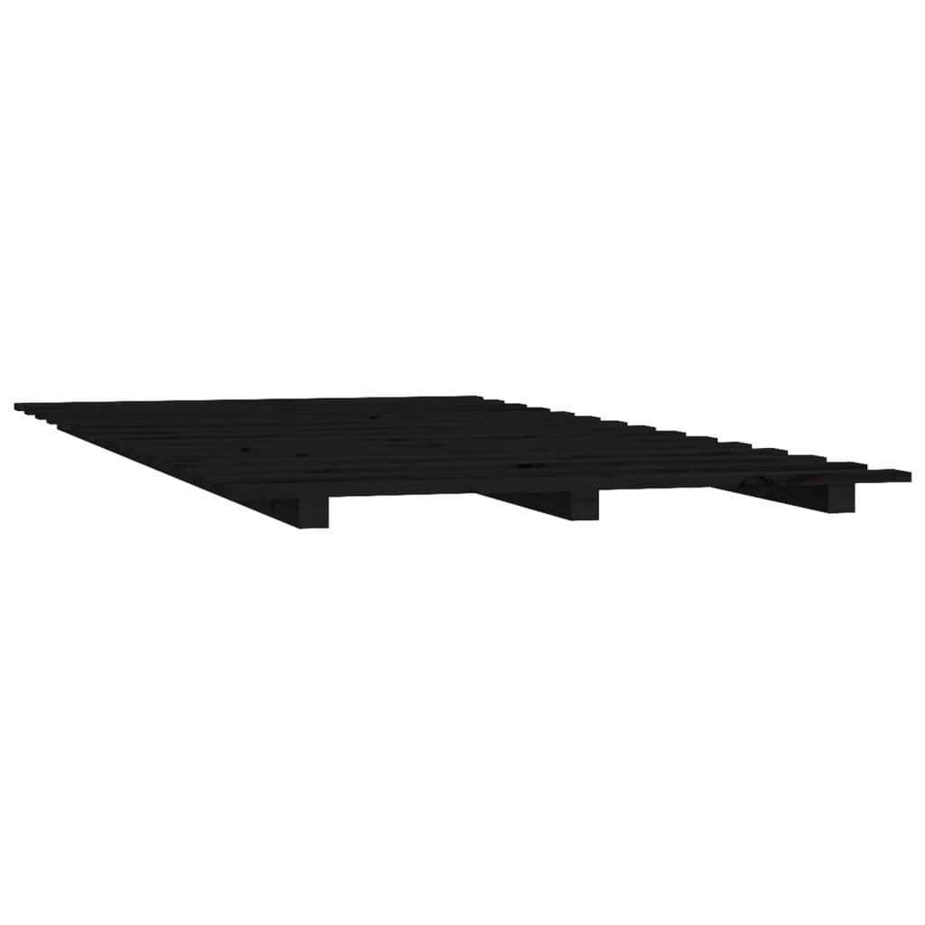 sengestel 75x190 cm massivt fyrretræ sort