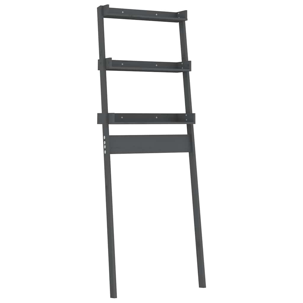 toiletstativ 63,5x32x179 cm massivt fyrretræ grå