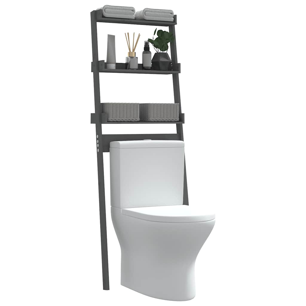 toiletstativ 63,5x32x179 cm massivt fyrretræ grå