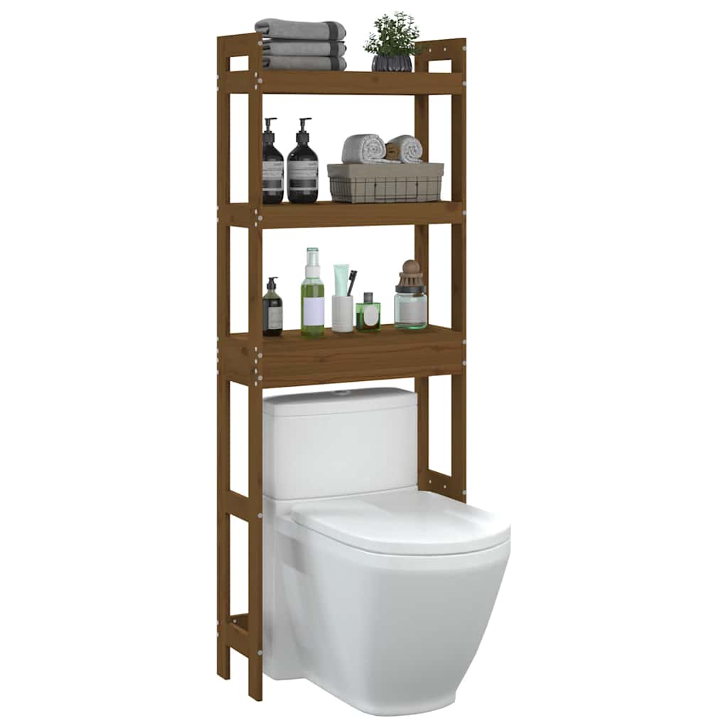 toiletstativ 63x26x171 cm massivt fyrretræ gyldenbrun