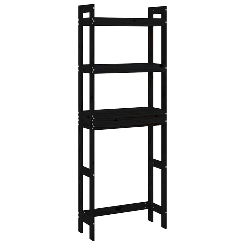 toiletstativ 63x26x171 cm massivt fyrretræ sort