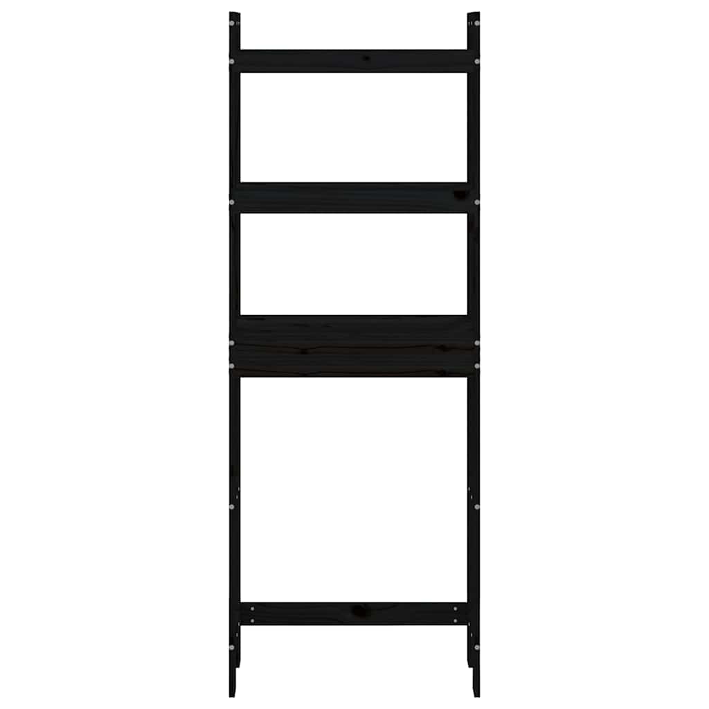 toiletstativ 63x26x171 cm massivt fyrretræ sort