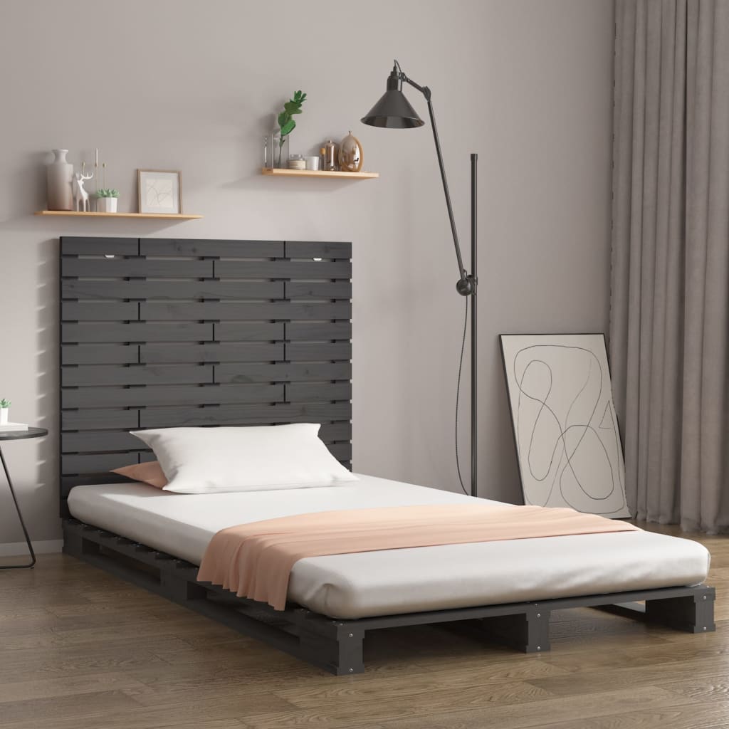 sengegavl 96x3x91,5 cm massivt fyrretræ grå
