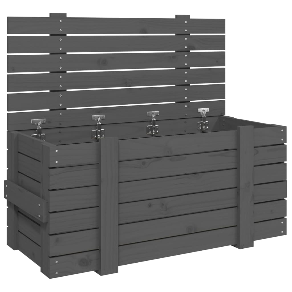 opbevaringskasse 91x40,5x42 cm massivt fyrretræ grå