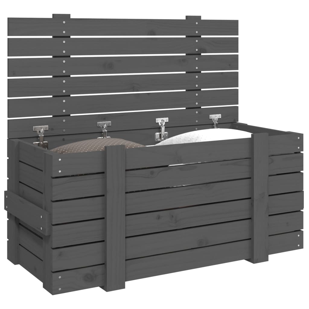 opbevaringskasse 91x40,5x42 cm massivt fyrretræ grå