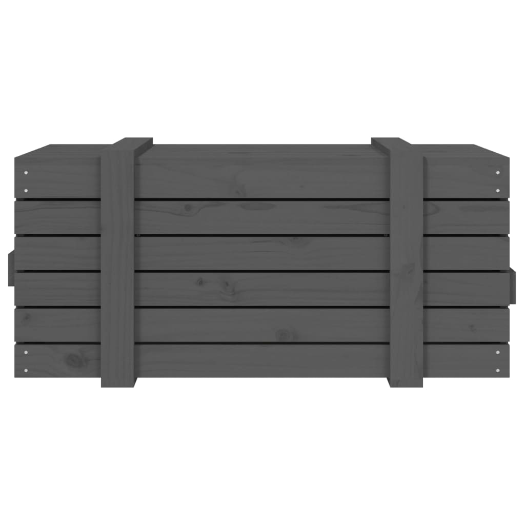 opbevaringskasse 91x40,5x42 cm massivt fyrretræ grå