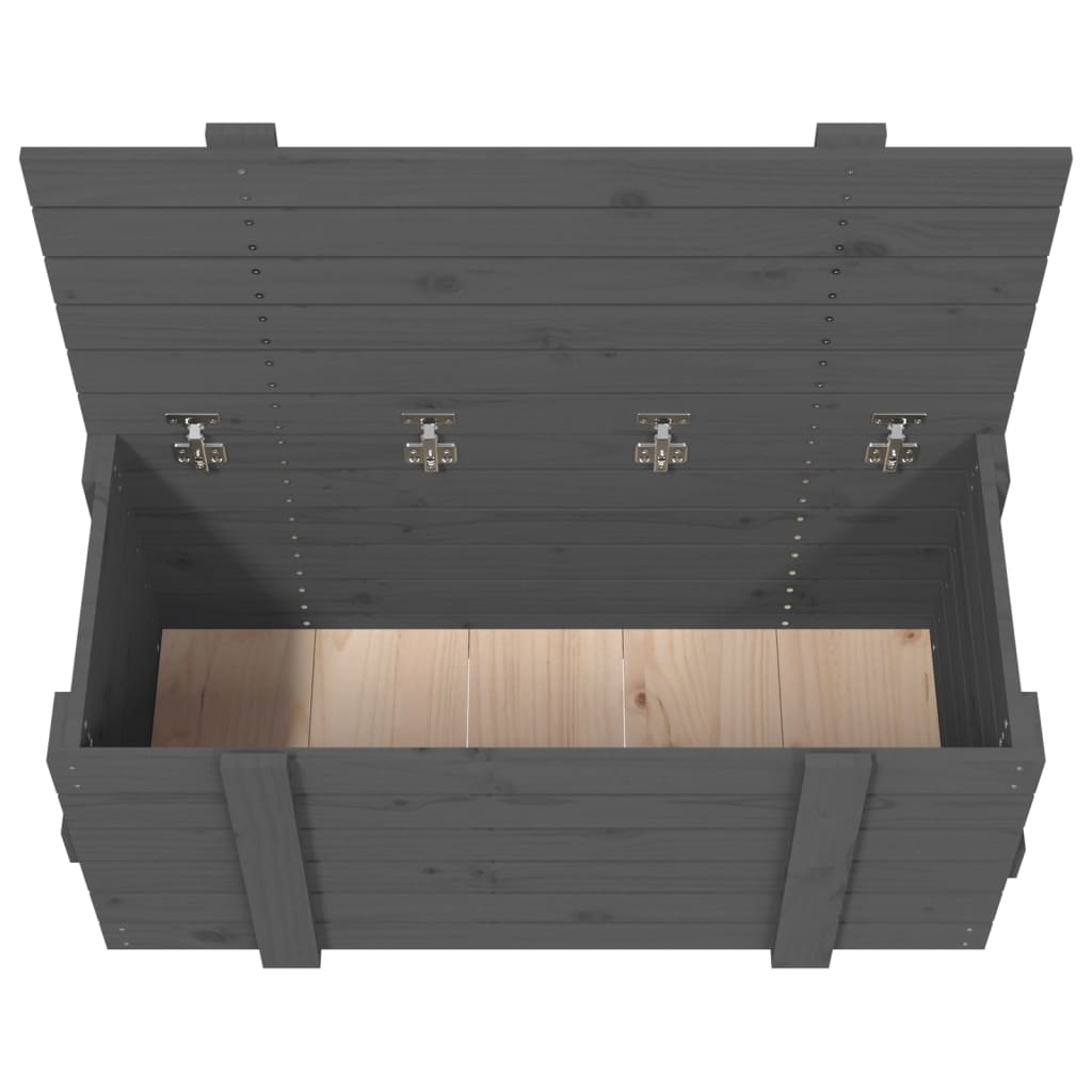 opbevaringskasse 91x40,5x42 cm massivt fyrretræ grå