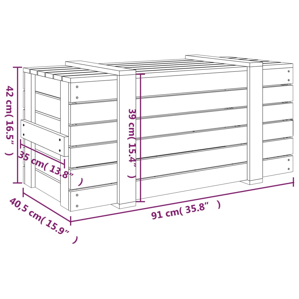 opbevaringskasse 91x40,5x42 cm massivt fyrretræ grå